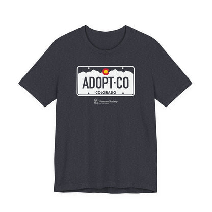 Adopt CO License Plate - Unisex Jersey Short Sleeve Tee