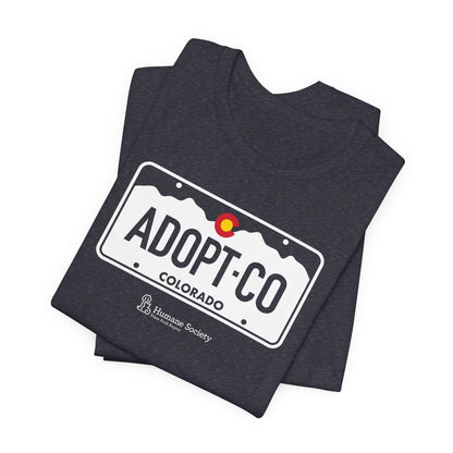 Adopt CO License Plate - Unisex Jersey Short Sleeve Tee