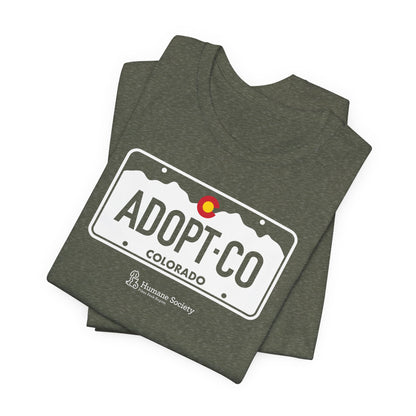 Adopt CO License Plate - Unisex Jersey Short Sleeve Tee