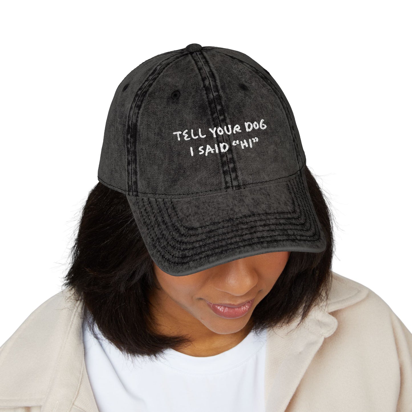 Tell Your Dog Hi - Embroidered Vintage Cap