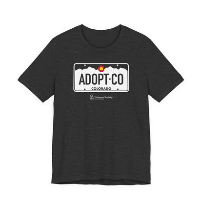 Adopt CO License Plate - Unisex Jersey Short Sleeve Tee
