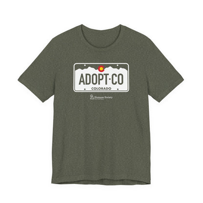 Adopt CO License Plate - Unisex Jersey Short Sleeve Tee