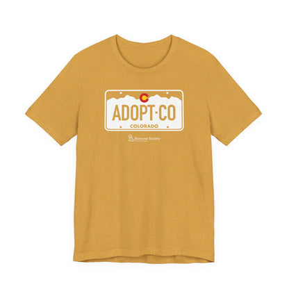 Adopt CO License Plate - Unisex Jersey Short Sleeve Tee