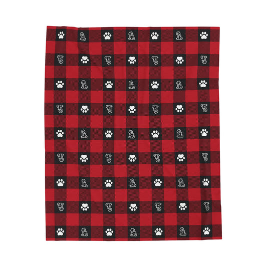 Paw Print Plaid Blanket