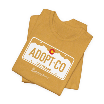Adopt CO License Plate - Unisex Jersey Short Sleeve Tee
