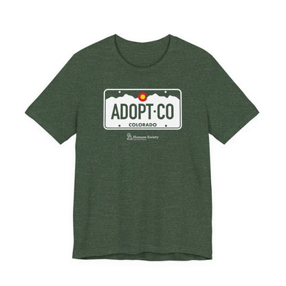 Adopt CO License Plate - Unisex Jersey Short Sleeve Tee