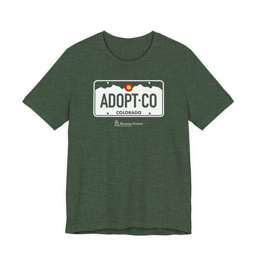 Adopt CO License Plate - Unisex Jersey Short Sleeve Tee