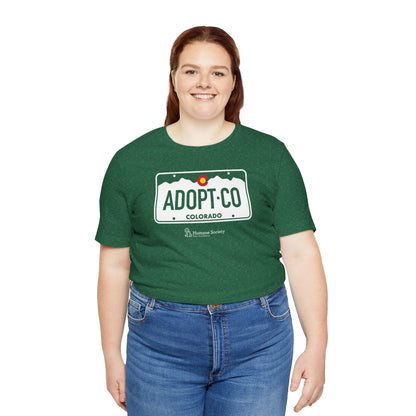 Adopt CO License Plate - Unisex Jersey Short Sleeve Tee