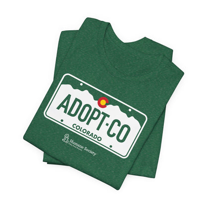 Adopt CO License Plate - Unisex Jersey Short Sleeve Tee