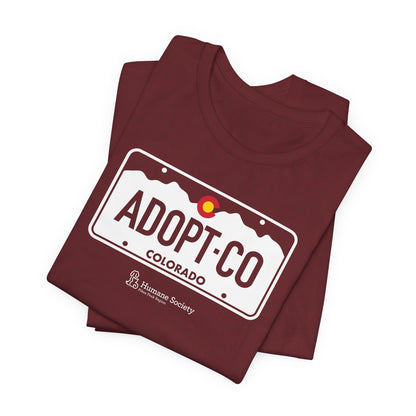 Adopt CO License Plate - Unisex Jersey Short Sleeve Tee
