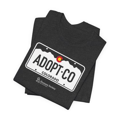 Adopt CO License Plate - Unisex Jersey Short Sleeve Tee